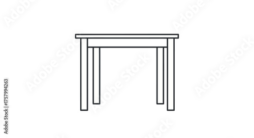 Simple Wooden Table with Four Legs.