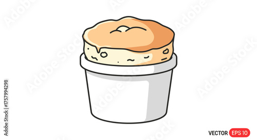 Delicious Souffle in a White Ramekin Ready to Eat.