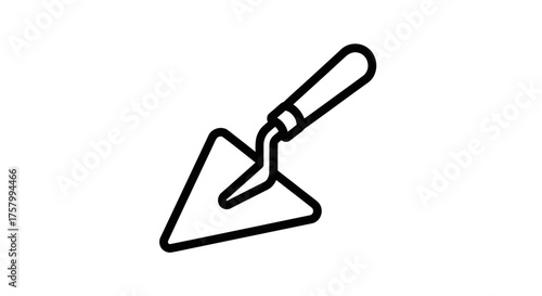 Simple Black Outline of a Trowel with Wooden Handle.