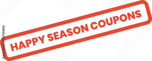 This vibrant Happy Season Coupons stamp highlights exciting promotional deals and special discounts for shoppers