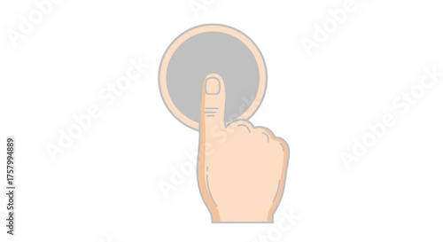 Human Finger Pressing a Circular Button Interface.