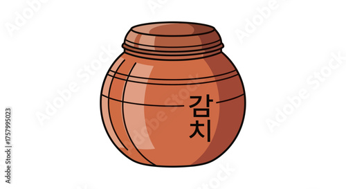 Traditional Korean Kimchi Jar with Korean Text.