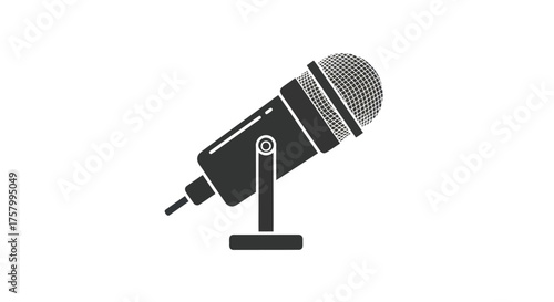 Silhouette of a Professional Microphone on a Stand.