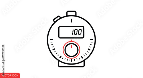 Simple Stopwatch Icon with Digital Display and Circular Design.