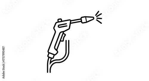 Pressure Washer Icon: Black and White Cleaning Tool Illustration.