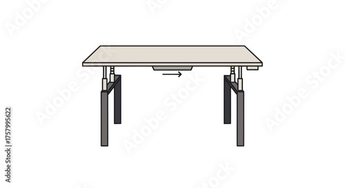 Adjustable Height Desk with Dark Gray Legs and Light Gray Top.