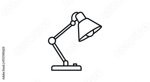 Minimalist Line Art of a Modern Adjustable Desk Lamp.