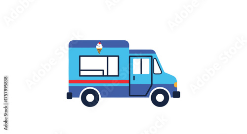 Blue Ice Cream Truck with Cone Topper Ready to Serve Sweet Treats.