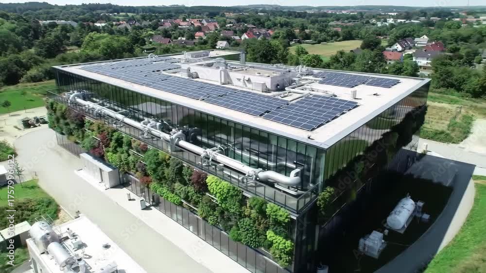 custom made wallpaper toronto digitalSustainable Modern Building with Solar Panels and Green Wall