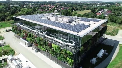 Wallpaper Mural Sustainable Modern Building with Solar Panels and Green Wall Torontodigital.ca