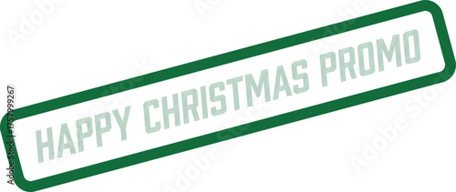 Festive green stamp with Happy Christmas Promo text for seasonal holiday marketing campaigns