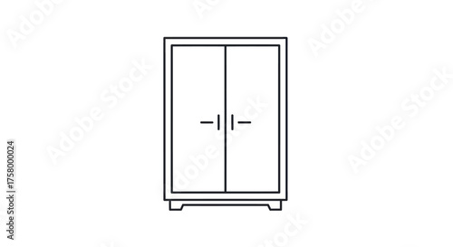 Minimalist Line Art Illustration of a Double Door Cabinet.