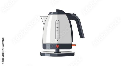 Modern Electric Kettle with Water Level Indicator and Base.