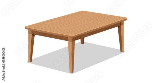 Simple Wooden Rectangular Table with Four Legs.