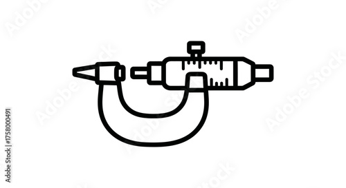 Precision Measuring Tool: Micrometer with Calibrated Scale.
