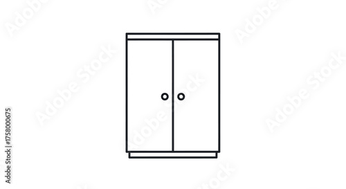 A simple black line art icon of a two-door wardrobe or storage cabinet.