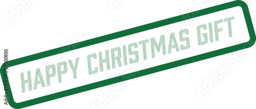 Happy Christmas Gift Green Text Stamp Design for Festive Holiday Season Presents and Giving