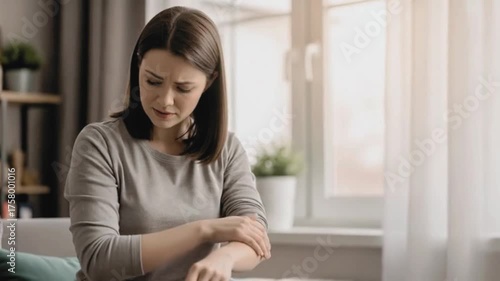 A person experiencing numbness or tingling sensation in the arm, showing signs of weakness and discomfort - Generative AI