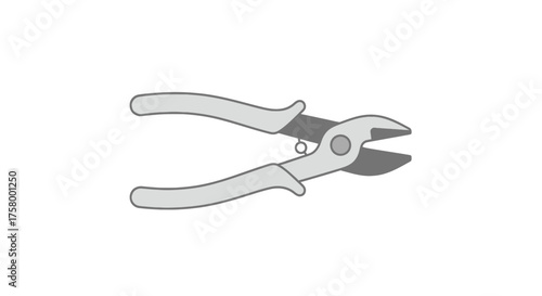 Silver-colored pruning shears with gray handles and a spring mechanism.