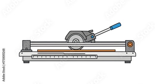 Industrial Tile Cutter with Measuring Guide and Lever Handle.