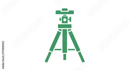 Green Surveying Theodolite Instrument on Tripod Stand.