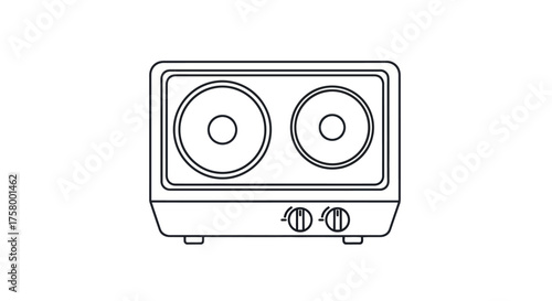 Simple Line Art Illustration of a Two-Burner Electric Stove.