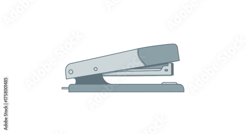 Gray and Silver Office Stapler Isolated on White Background.