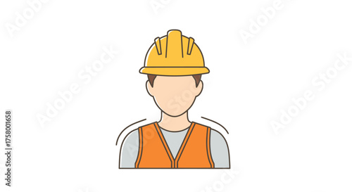Construction worker avatar wearing yellow hard hat and orange safety vest.