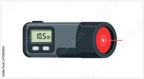 Laser Distance Meter with Digital Display and Red Laser Beam.
