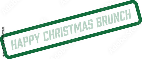 Cheerful green rectangular stamp showcasing Happy Christmas Brunch for festive morning meals and family gatherings