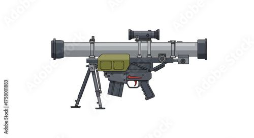 Modern Anti-Tank Rocket Launcher with Tripod and Scope.