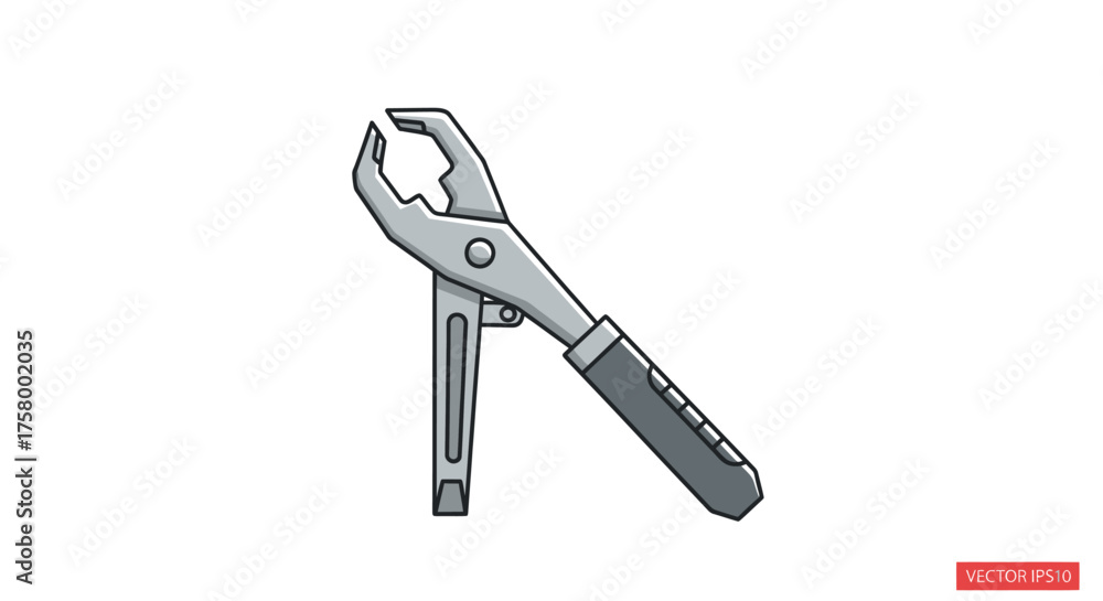 Fototapeta premium Gray Metal Locking Pliers with Black Handle a Hand Tool.