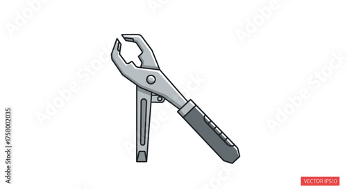 Gray Metal Locking Pliers with Black Handle a Hand Tool.