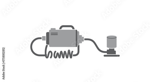 Gray Electric Water Pump with Attached Components and Handle.
