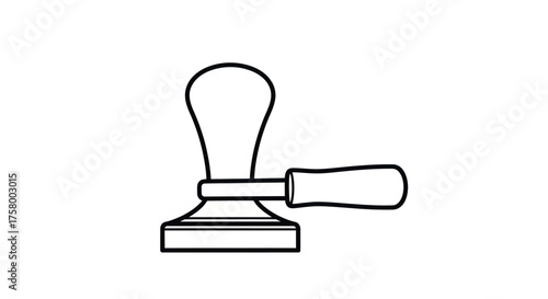 Espresso Coffee Tamper and Portafilter Handle Outline Icon.