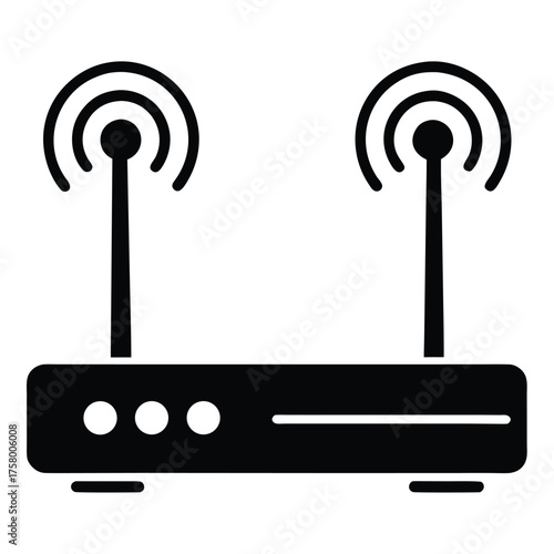 flat vector icon of a network router with wi fi s
