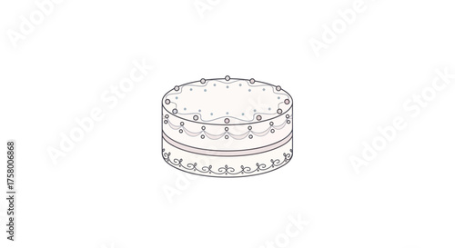 Detailed Line Drawing of a Round Multi-Tiered Container with Decorative Studs.