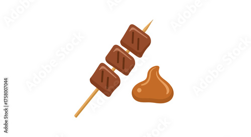 Grilled Meat Skewer with Sauce Delicious and Appetizing Food Presentation.