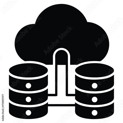 flat vector icon of cloud storage  tech data symb