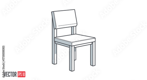 Simple Outline Illustration of a Wooden Chair with Backrest.