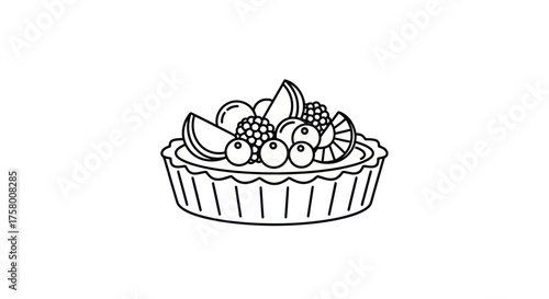 Delicious Fruit Tart with Assorted Berries and Citrus Slices.