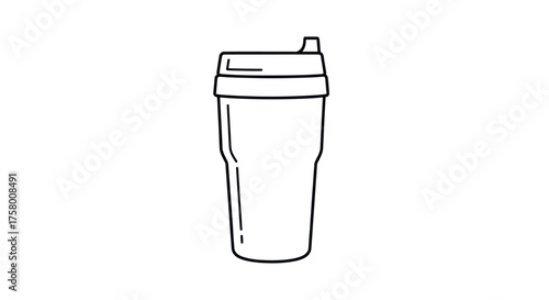 Simple Black and White Reusable Coffee Cup with Lid.