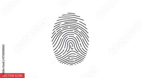 Detailed Black and White Fingerprint Icon with Unique Ridge Patterns.