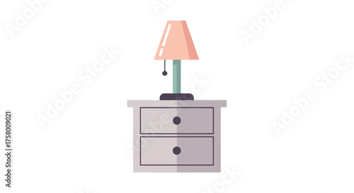 Vector Illustration of a Nightstand with Lamp.