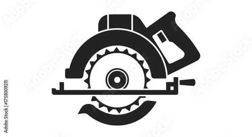 Black Silhouette of a Circular Saw Tool.