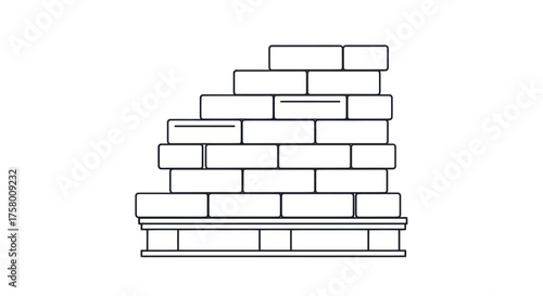 Stacked Brick Wall Construction with Decorative Base Layer.