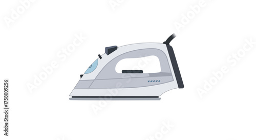 Modern White and Grey Steam Iron Household Appliance.