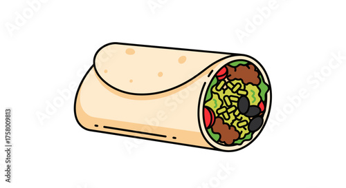 Deliciously Rolled Burrito Filled with Fresh Ingredients.