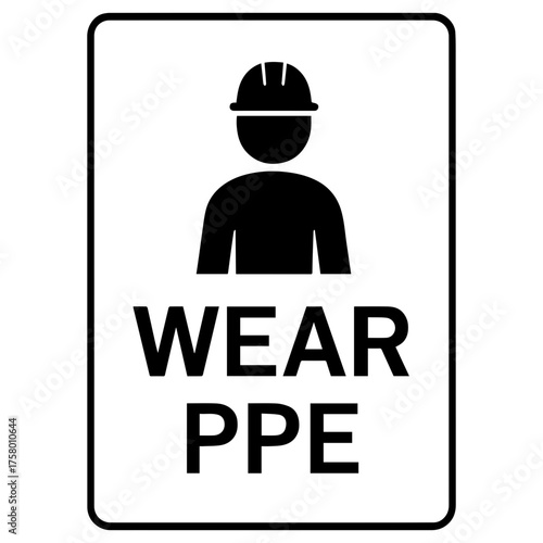 PPE required icon with transparent background — representing personal protective equipment, workplace safety, or industrial safety compliance.
