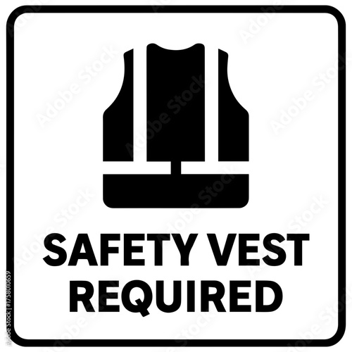 Safety vest required icon with transparent background — representing high-visibility clothing, workplace safety, or personal protective equipment.
